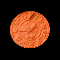 Medieval Bronze 'THINK OF ME' Round Seal Matrix with Perching Bird