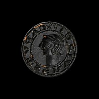 Medieval Bronze Round Seal Matrix with Head of John the Baptist