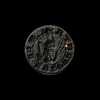 Medieval Bronze Round Seal Matrix with Saint Margaret