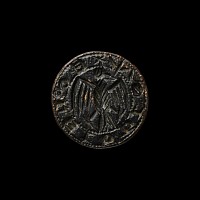 Medieval Bronze Round Seal Matrix with Spread Eagle
