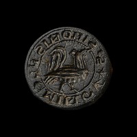 Medieval Bronze Round Seal Matrix with Cockerel of Simon Fleming