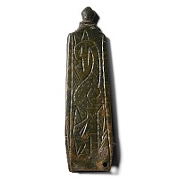 Large Medieval Bronze Strap End with Double-Headed Dragon