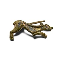 Romano-British Enamelled Bronze Running Dog Brooch