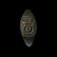 Medieval Bronze Signet Ring with Crowned T