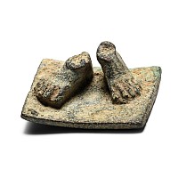 Roman Bronze Statuette Base with Feet