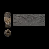 Western Asiatic Banded Agate Cylinder Seal with Griffins