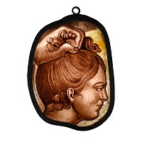 Medieval Stained Glass Section of Woman About to be Martyred