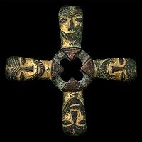 Hunnish Gilt Strap Attachment with Four Stylised Heads