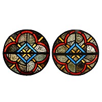 Medieval Stained Glass Roundel Pair