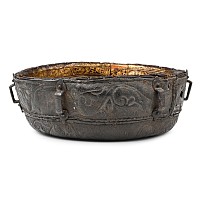 Medieval Part of a Circular Box with Embossed Leather