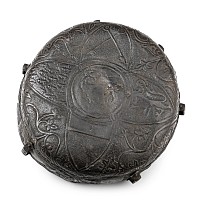 Medieval Part of a Circular Box with Embossed Leather