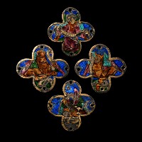 Medieval Gilt Basse-Taille Plaques from a Processional Cross Depicting Evangelists