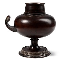Medieval Boxwood Drinking Cup with Gilt Copper Fittings
