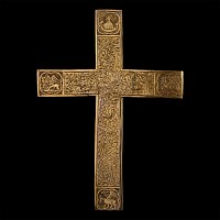 Gothic Gilt Copper Cross with Corpus Christi
