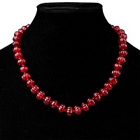 Indian Red Glass Necklace with Melon Beads
