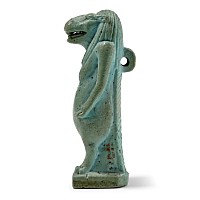 Egyptian Turquoise Blue Glazed Faience Amulet of Taweret
