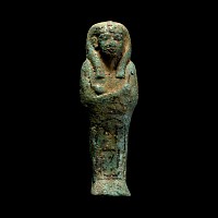 Egyptian Turquoise Blue Glazed Faience Shabti with Cartouche of Kedmerut