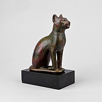 'The Clayton' Large Egyptian Bronze Seated Cat Statue of the Goddess Bastet