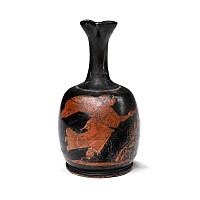 Greek Red Figure Ware Squat Lekythos with the Goddess Nike