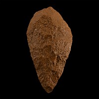 Large Sculptural Stone Age Orange Quatzite Acheulean Handaxe