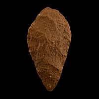 Large Sculptural Stone Age Orange Quatzite Acheulean Handaxe