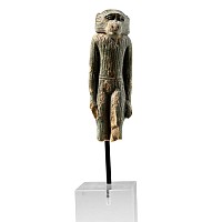 Egyptian Faience Amulet in the Shape of a Striding Monkey