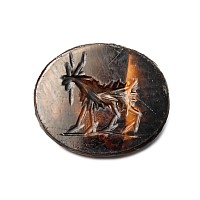 Roman Brown Chalcedony Gemstone with Goat