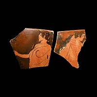 Greek Terracotta Red-Figure Skyphos Fragments Attributed to the Akridion Painter