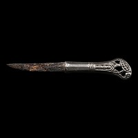 Western Siberian Iron Knife with Handle in the Shape of a Raptor