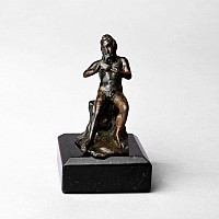 Roman Bronze Statue of Satyr Playing an Aulos