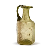 Byzantine Mould-Blown Octagonal Green Glass Jug