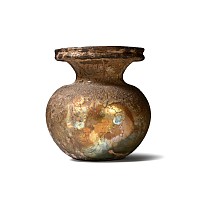 Roman Mould-Blown Dark Green Jar with Wheel-Cut Design