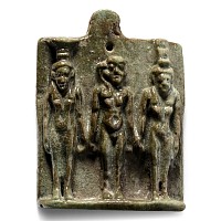 Large Egyptian Green Glazed Faience Triad Amulet