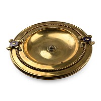 Large Brass Centerpiece with Blue Enamel