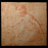 Old Master Drawing of a Kneeling Boy, Italian School