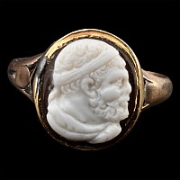 Renaissance Sardonyx Cameo of a Bearded Man in a Later Gold Ring