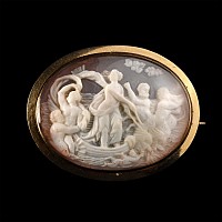 Renaissance Shell Cameo of the Triumph of Galatea, after Raphael, in a Later Gold Brooch