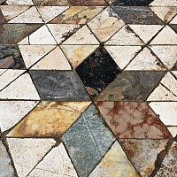 Large Roman Coloured Marble Table Top Formed from a Section of Tessellated Pavement