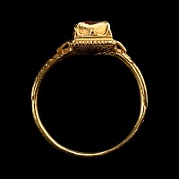 Renaissance Gold Ring with a Table-Cut Garnet