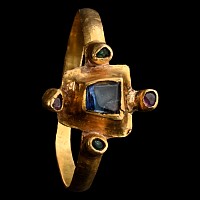 Medieval Gold Bishop’s Ring with Sapphire and Satellite Gemstones
