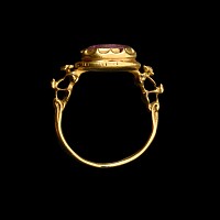 Renaissance Gold Ring with Foiled Ruby Gemstone