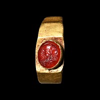 Roman Gold Ring with Gemstone of Silenus