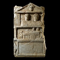 Monumental Roman Marble Funerary Stele to Senator Apellinarius and Kallisti