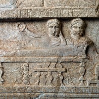 Monumental Roman Marble Funerary Stele to Senator Apellinarius and Kallisti