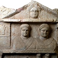 Monumental Roman Marble Funerary Stele to Senator Apellinarius and Kallisti