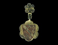 Medieval Gilt-Bronze Enamelled 'Howard Family' Heraldic Horse Harness Pendant with Hanger