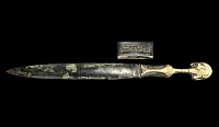 Near Eastern Luristan Bronze Bone-Handled Dirk with Aramaic Inscription