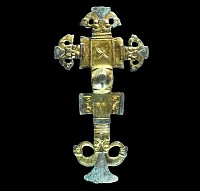 Anglo-Saxon Gold Chip-Carved Animal Mask and Raven Pairs Cruciform Brooch