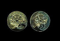 Anglo-Saxon Gilt Bronze Applied Disc Brooch Pair
