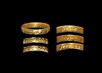 Post Medieval Gold 'Seale vr secrets' Posy Ring with Heart Motifs